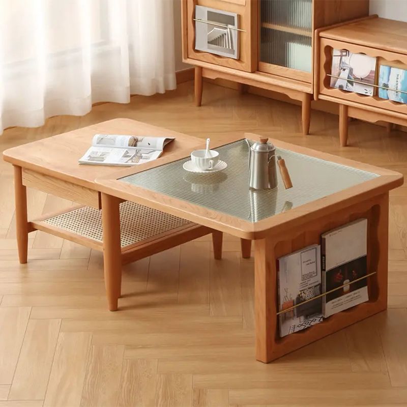 Scandinavian Rectangle Coffee Table in Natural Solid Wood with Storage Clearhalo 'Coffee & Accent Tables' 'Coffee Tables' 'coffee_tables' 'furn' 'furn_coffee_tables' 'Furniture' 'Living Room Furniture' 1200x1200_8ddcc4ee-786a-464a-8e27-945ce48ea4ed