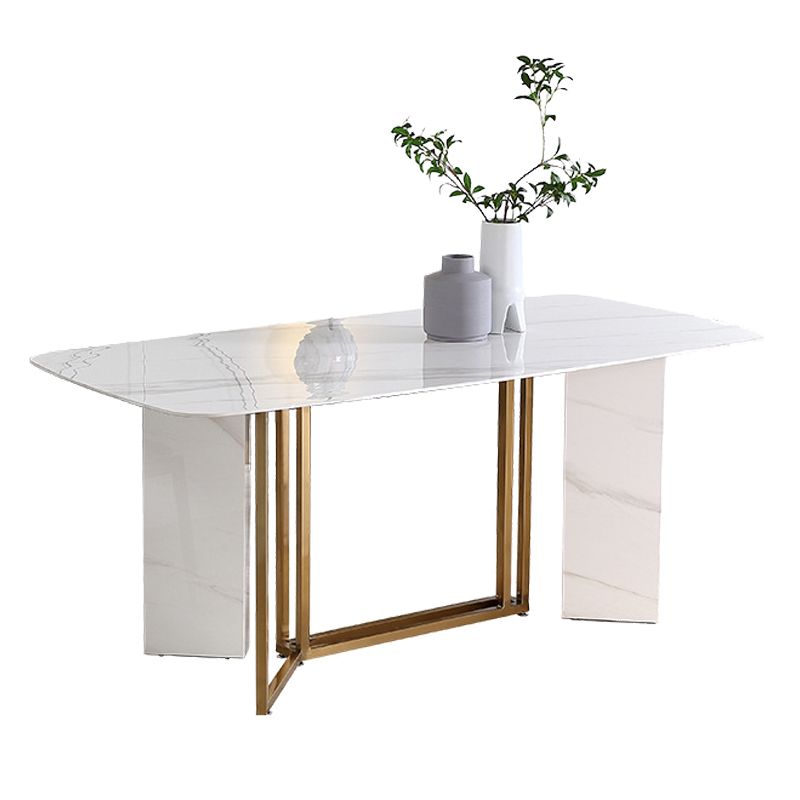 Metal Modern Rectangle Dining Table High Gloss White Sintered Stone Table for Dining Room Clearhalo ' dining_table' 'Dining Tables & Seating' 'Dining Tables' 'furn' 'furn_dining_table' 'Furniture' 'furniture_dining_table' 'Kitchen & Dining Furniture' 'kitchen&dining_furn' 'kitchen' 'kitchen_dining_table' 1200x1200_8ddce0c9-52d4-4901-aeb0-565c44d59a15