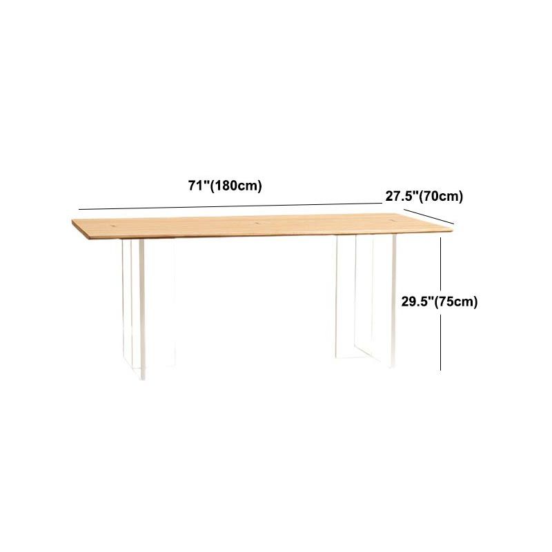 Pine Wood Top Dining Table Contemporary Dining Table with Double Pedestal Base