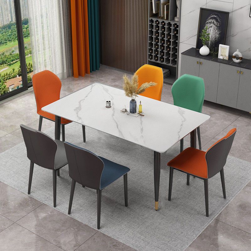 Rectangle Traditional Luxury Dining Table Sintered Stone Table with 4 Black Legs Clearhalo ' dining_table' 'Dining Tables & Seating' 'Dining Tables' 'furn' 'furn_dining_table' 'Furniture' 'furniture_dining_table' 'Kitchen & Dining Furniture' 'kitchen&dining_furn' 'kitchen' 'kitchen_dining_table' 1200x1200_8dde6a20-b268-4241-b311-11277383d98e