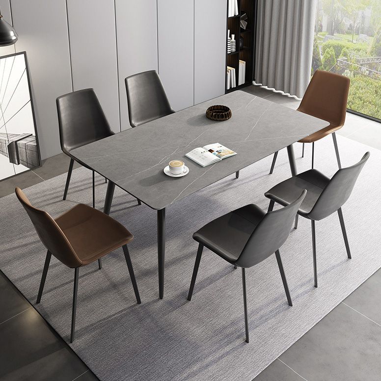 Rectangle Industrial Dining Room Table Sintered Stone Table with 4 Black Legs Clearhalo ' dining_table' 'Dining Tables & Seating' 'Dining Tables' 'furn' 'furn_dining_table' 'Furniture' 'furniture_dining_table' 'Kitchen & Dining Furniture' 'kitchen&dining_furn' 'kitchen' 'kitchen_dining_table' 1200x1200_8de1625d-5c1b-46a8-accc-4e3f31ea89f8