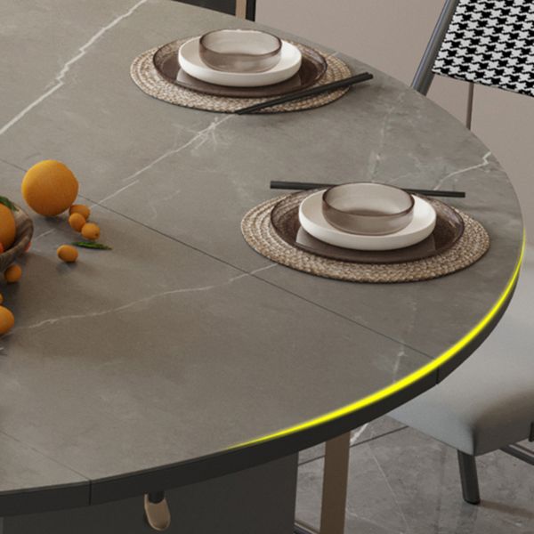 Modern Round Stone Top Dining Table Foldable for Small Spaces