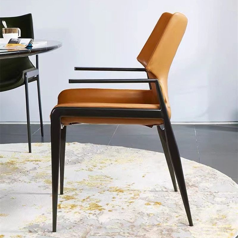 Home Upholstered Arm Dining Chair Faux Leather Wingback Chair Clearhalo 'Dining Chairs' 'Dining Tables & Seating' 'dining_chair' 'furn' 'furn_dining_chair' 'Furniture' 'Kitchen & Dining Furniture' 1200x1200_8de48542-7add-4873-b7b4-361cdbffaf72