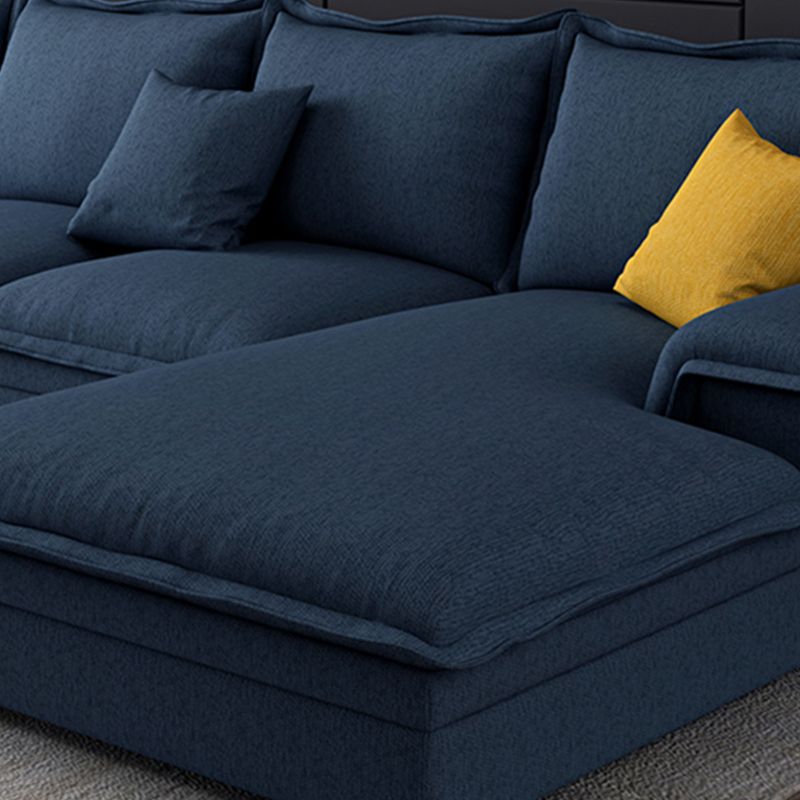 Contemporary 4 Pillows Back Sectional with Pillow Top Arms for 4 People