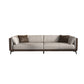 Genuine Leather Sofa Stationary Square Arm Seating for Living Room