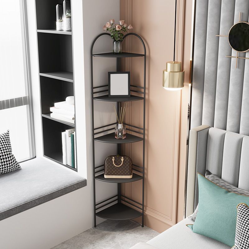 Moderne Bücherregal -Ecke Metal Open Back Regal Bücherregal mit Regalen für Wohnzimmer