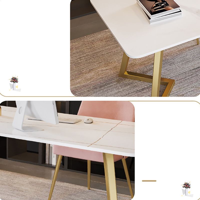 Escritorio de escritura glamorosa escritorio rectangular secretario con patas de metal