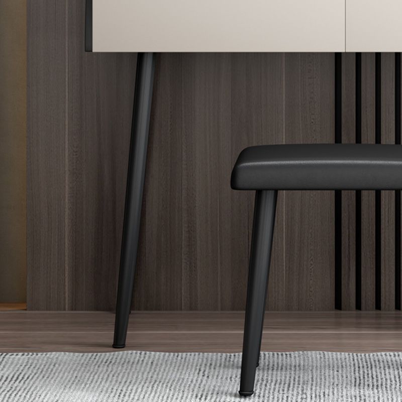 Conjunto de taburetes de tocador de metal de toadores de piedra contemporáneos con 2 cajones