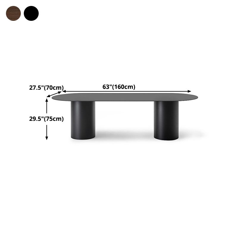 Oval Modern Dining Table Solid Wood Double Pedestal Table for Kitchen Clearhalo ' dining_table' 'Dining Tables & Seating' 'Dining Tables' 'furn' 'furn_dining_table' 'Furniture' 'furniture_dining_table' 'Kitchen & Dining Furniture' 'kitchen&dining_furn' 'kitchen' 'kitchen_dining_table' 1200x1200_8deb4100-bae0-4d66-8356-c2626728740e
