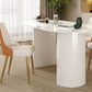Mesa de comedor ovalada moderna, mesa de comedor de piedra con pedestal doble de hierro