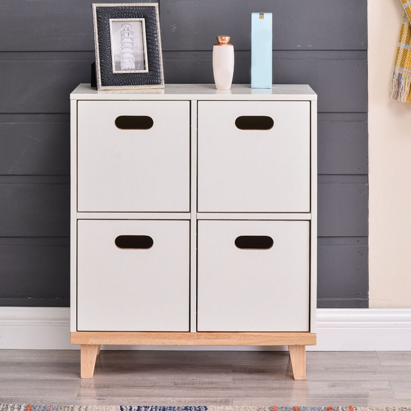 Contemporary Accent Cabinet with Withe Top and Natural Legs Cabinet