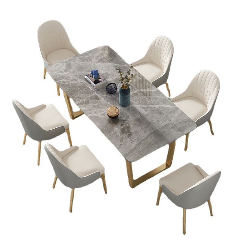 北欧1/5/7ピースダイニングセットカフェダイニングルーム用の長方形の石のダイニングテーブル