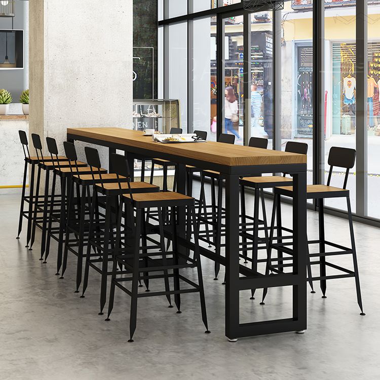 Industrial 1/7/12 Pieces Bar Table Set Rectangle Pine Wood Counter Table with High Stools Clearhalo 'Bar Furniture' 'furn' 'furn_home_bar_bar_sets' 'Furniture' 'Home Bars & Bar Sets' 'home_bar_bar_sets' 'Kitchen & Dining Furniture' 1200x1200_8df0e199-6ced-44ca-a1e9-007b6d475ee8