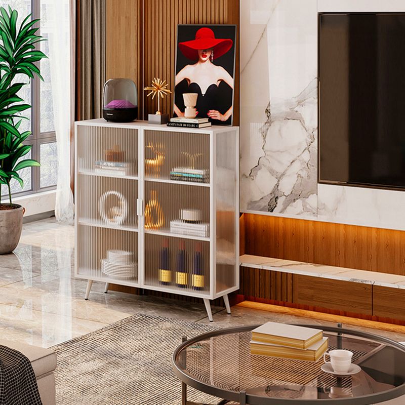 Server da pranzo contemporaneo per soggiorno Sideboard di finitura lucidata con gambe metalliche