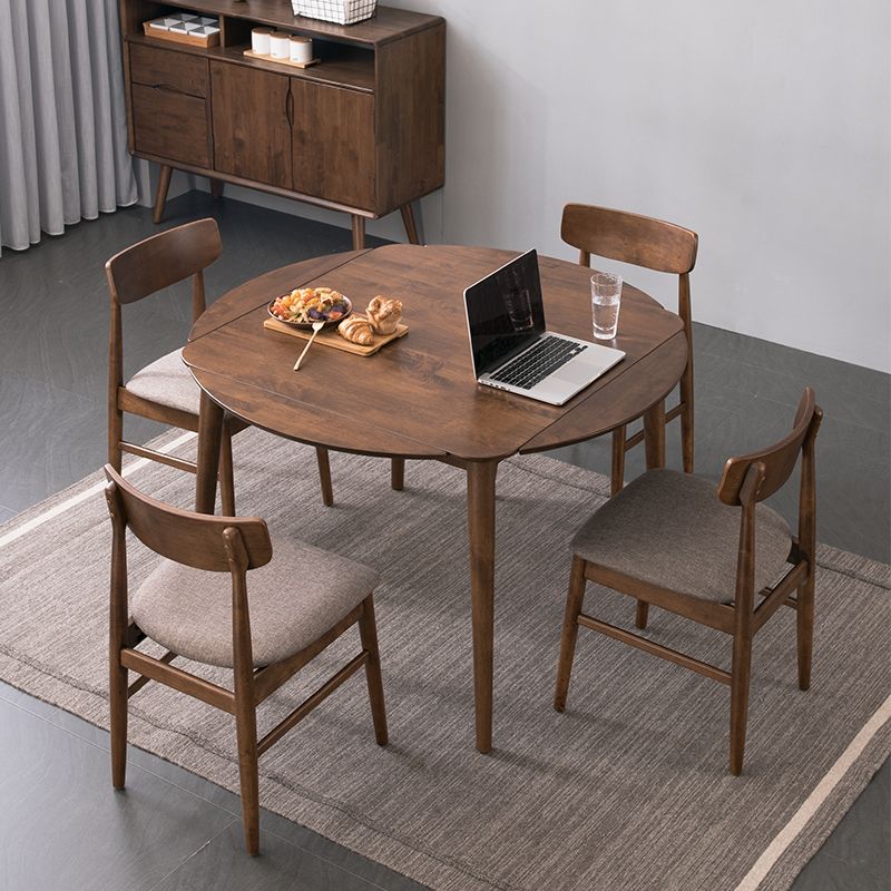 Round Dining Site Table Simplicity Style Drop-Leaf Furniture with 4-foot