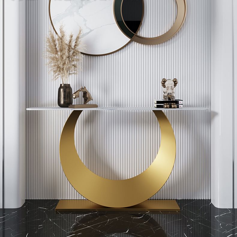 Tavolo accento top in pietra in stile glam per la tabella della console di sala 31,5 "di altezza