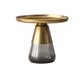 Modern Style Black/gold Metal Table Top Glass Base Round Side Table
