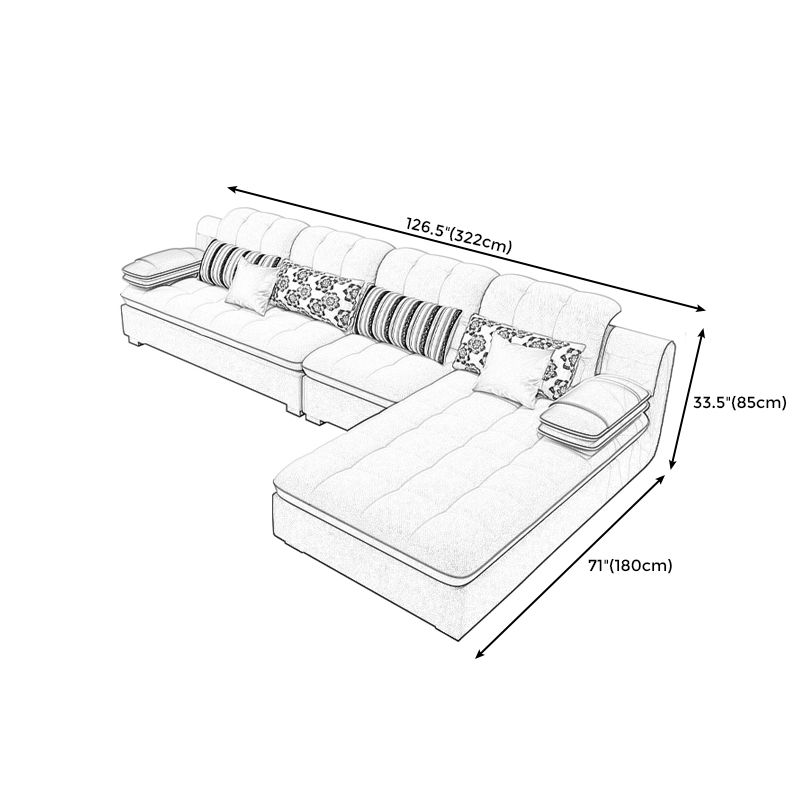 Scandinavian Light Gray Pillow Top Arm Sofa Slipcovered Sectional with Pocket Storage Clearhalo 'furn' 'furn_sectionals' 'Furniture' 'furniture_sectionals' 'Living Room Furniture' 'Sectionals' 1200x1200_8df8ee60-e45f-4485-8d05-235009b0a9b8