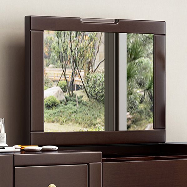 Traditions Rubberwood Vanity Set with Mirror 15.75"" Wide Brown Vanity Clearhalo 'Bedroom Furniture' 'furn' 'furn_makeup_vanities' 'Furniture' 'Makeup Vanities' 'makeup_vanities' 1200x1200_8df95481-b165-43e5-8080-efa4e794d641