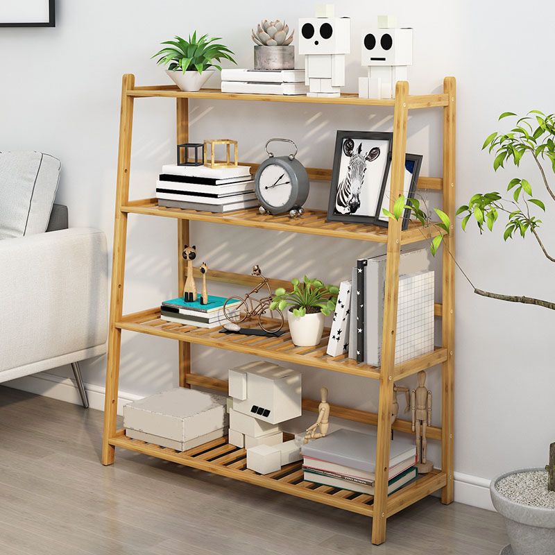 Contemporary Open Back Bamboo Bookshelf Ladder Bookcase with Shelves Clearhalo 'Bookcases' 'furn' 'furn_bookcases' 'Furniture' 'Office Furniture' 1200x1200_8df96d0f-68ee-4d7b-8bd5-f35471f6d7cb