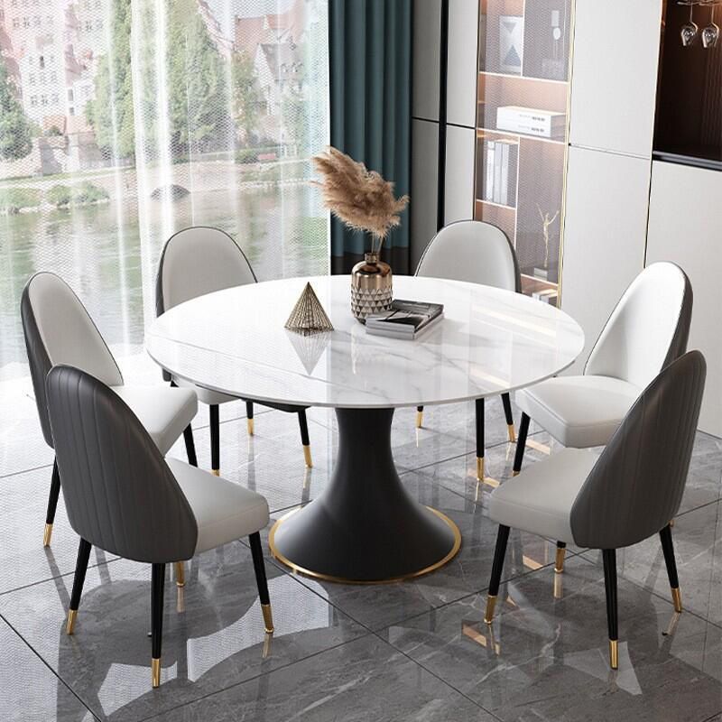 Contemporary Sintered Stone Round Table Set 1/2/5/7 Pieces Dining Set Clearhalo 'Dining Room Sets' 'Dining Tables & Seating' 'dining_room_set' 'furn' 'furn_dining_room_set' 'Furniture' 'Kitchen & Dining Furniture' 1200x1200_8dfad0b7-6a31-49ea-9fa9-e791be252b40