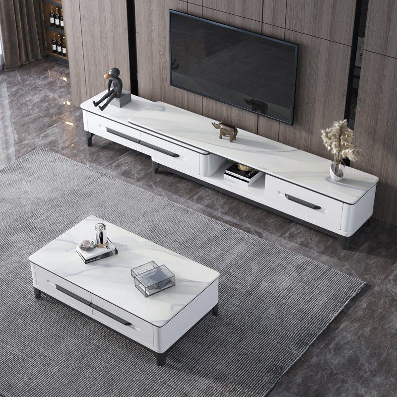 Slate Rectangular Coffee Table with 4 Storage Drawers and 4 Legs Clearhalo 'Coffee & Accent Tables' 'Coffee Tables' 'coffee_tables' 'furn' 'furn_coffee_tables' 'Furniture' 'Living Room Furniture' 1200x1200_8dfb0826-5359-4fac-9284-21c5e0746e46