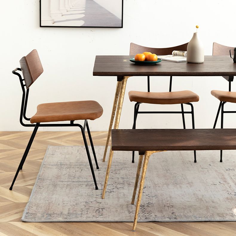 Rectangle Solid Oakwood Brown Tone Dining Table Industrial 4 Legs Table for Dining Room Clearhalo ' dining_table' 'Dining Tables & Seating' 'Dining Tables' 'furn' 'furn_dining_table' 'Furniture' 'furniture_dining_table' 'Kitchen & Dining Furniture' 'kitchen&dining_furn' 'kitchen' 'kitchen_dining_table' 1200x1200_8dfba197-64f1-4949-94e4-f1547748a727