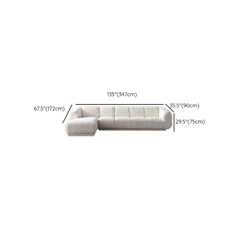Divano di lana minimalista con chaise in bianco divano in tessuto da 29,1 "H