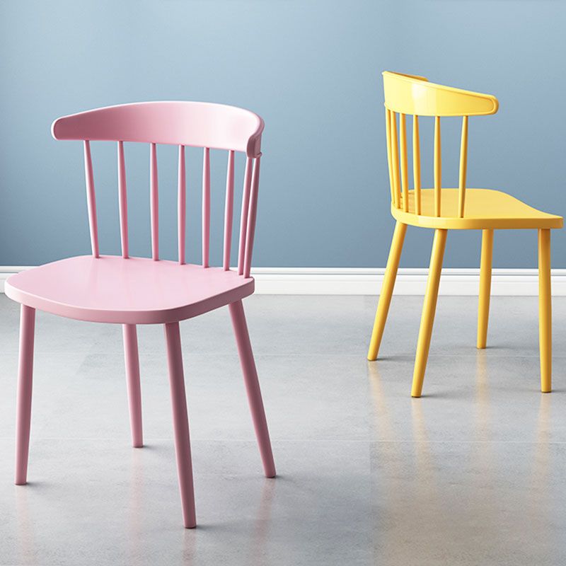 Scandinavian Colorful Windsor Back Side Chair Plastic Dining Armless Chair Clearhalo ' kitchen&dining_furn' 'Dining Chairs' 'Dining Tables & Seating' 'dining_chair' 'furn' 'furn_dining_chair' 'Furniture' 'furniture_dining_chair' 'Kitchen & Dining Furniture' 'kitchen' 1200x1200_8dffaba2-898d-4601-8316-c3c10cb8b870