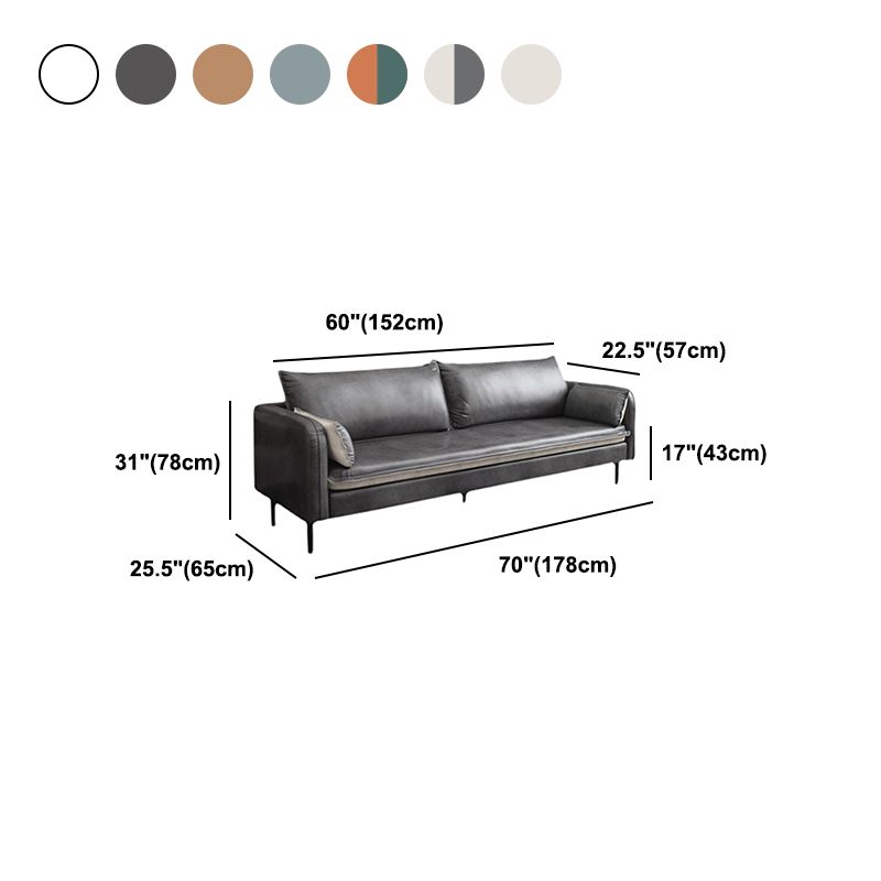Sofá de brazo cuadrado de cuero moderno de 30,7 "H Mid Century para sala de estar para sala de estar