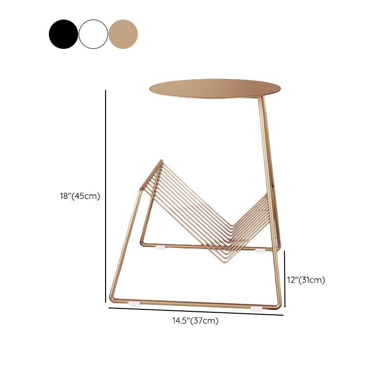 Metallic Frame End Table with Storage Round Accent Side Table Clearhalo 'Coffee & Accent Tables' 'End & Side Tables' 'end_side_tables' 'furn' 'furn_end_side_tables' 'Furniture' 'Living Room Furniture' 1200x1200_8e0248fe-6f06-4b75-a4a4-313f9a1845d8