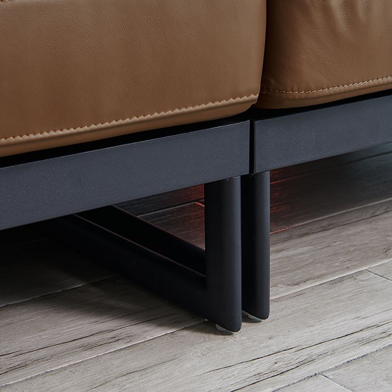 34" High Contemporary Square Arm Standard Sofa with Bolster Pillows, Brown Clearhalo 'furn' 'furn_sofas' 'Furniture' 'furniture_sofas' 'Living Room Furniture' 'Sofa' 'sofas' 1200x1200_8e026ee0-b82c-413c-8d9b-d3e9b4efadde