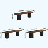 Oval Dark Wood Color Dining Table Pine Solid Wood Table Modern with Double Pedestal Clearhalo ' dining_table' 'Dining Tables & Seating' 'Dining Tables' 'furn' 'furn_dining_table' 'Furniture' 'furniture_dining_table' 'Kitchen & Dining Furniture' 'kitchen&dining_furn' 'kitchen' 'kitchen_dining_table' 1200x1200_8e0620b2-92ef-489e-ae8b-e18efc40855a