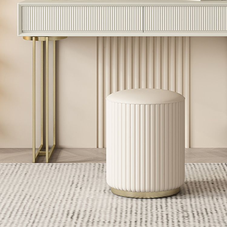 Contemporary Beige Solid Wood Makeup Vanity Desk with Metal Base