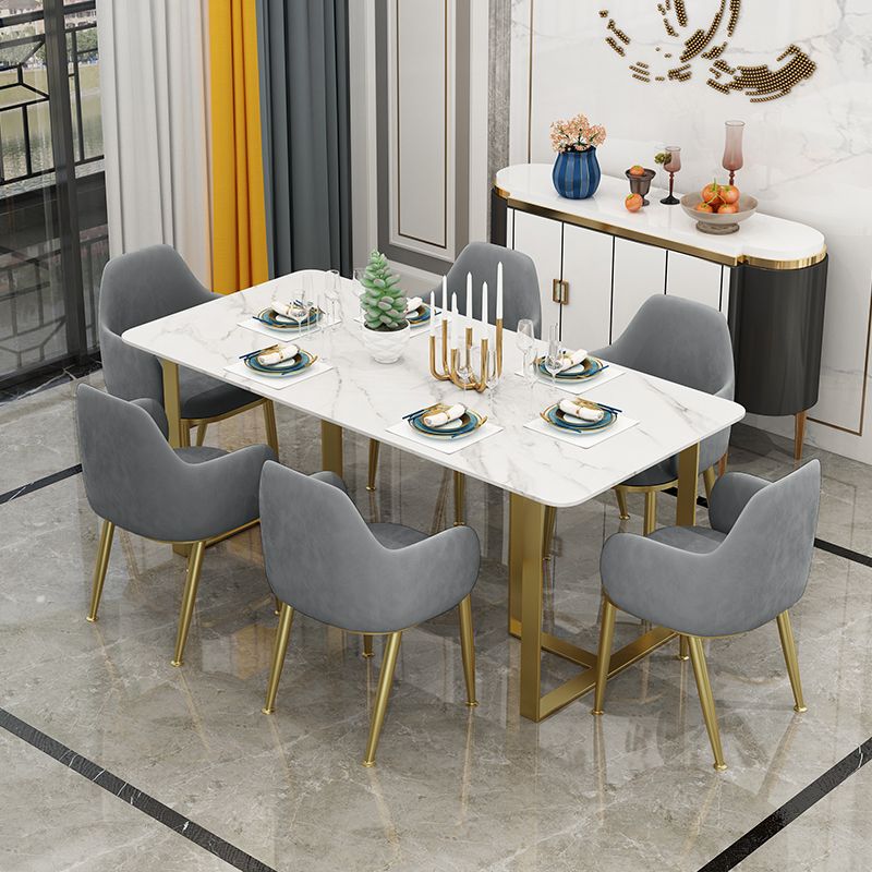 Glam Style 1/2/7 Pieces Dining Room Furniture Set Rectangular White Dining Table Set Clearhalo 'Dining Room Sets' 'Dining Tables & Seating' 'dining_room_set' 'furn' 'furn_dining_room_set' 'Furniture' 'furniture_dining_room_set' 'Kitchen & Dining Furniture' 'kitchen&dining_furn' 'kitchen' 1200x1200_8e06bf27-0088-423f-87f6-b7fe721d6c8c