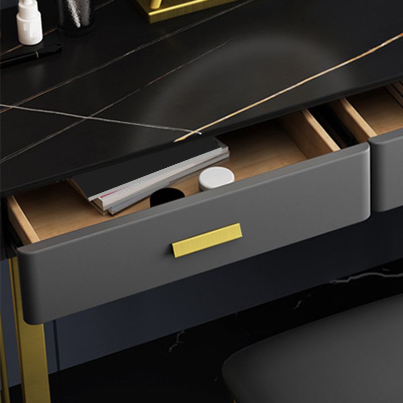 Descrito de maquillaje de tocador de pizarra de 5 cavernas con estantes de almacenamiento - 51.2 "H