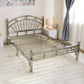 Zilveren metalen vouwbed gebogen open frame bed met hoofdeinde