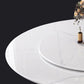 Modern Round Dining Table White and Black Metal Base Convertible Dining Table