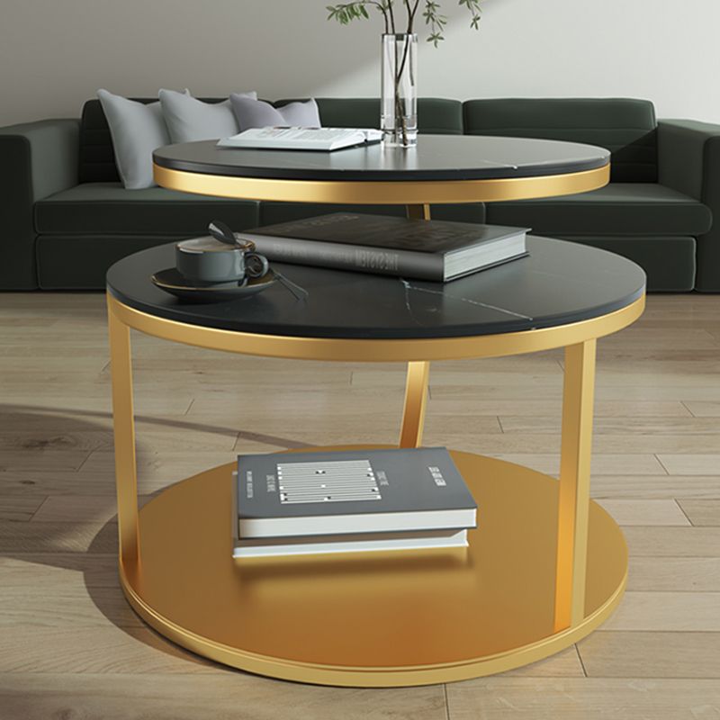Contemporary Coffee Table Round Stone Top Extendable Coffee Cocktail Table Clearhalo 'Coffee & Accent Tables' 'Coffee Tables' 'coffee_tables' 'furn' 'furn_coffee_tables' 'Furniture' 'Living Room Furniture' 1200x1200_8e0988f4-d2ed-48fd-b471-ac1db552727f