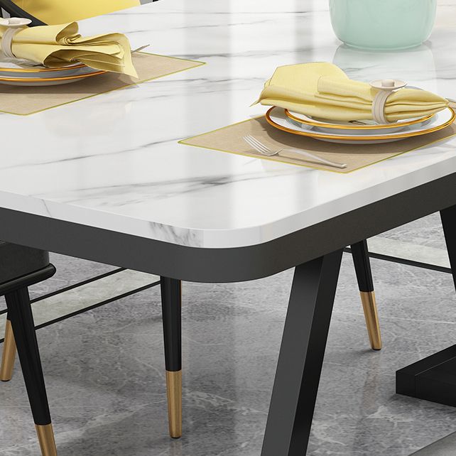 Modern 1/2/5/7 Pieces Dining Set White Stone Top Dining Furniture Clearhalo 'Dining Room Sets' 'Dining Tables & Seating' 'dining_room_set' 'furn' 'furn_dining_room_set' 'Furniture' 'Kitchen & Dining Furniture' 1200x1200_8e0a7faa-289d-465a-a59d-60cee2429da2