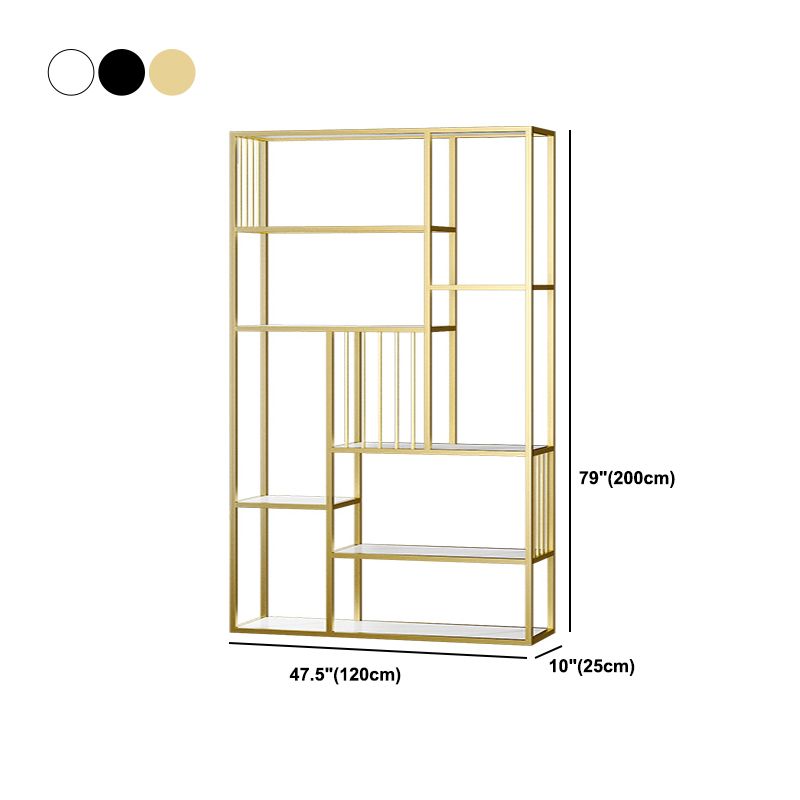 Modern Metal Bookcase with Rectangular Shelves Etagere Bookshelf , 9.8" W X 78.7" H