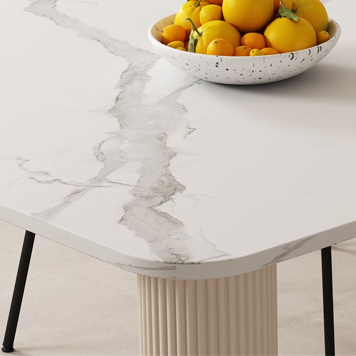 Modern Style 1/4/5/7 Pieces Dining Table Rectangle Stone Furniture in White Clearhalo 'Dining Room Sets' 'Dining Tables & Seating' 'dining_room_set' 'furn' 'furn_dining_room_set' 'Furniture' 'Kitchen & Dining Furniture' 1200x1200_8e114e15-ea59-4dfe-83cb-0f4f27f6692f
