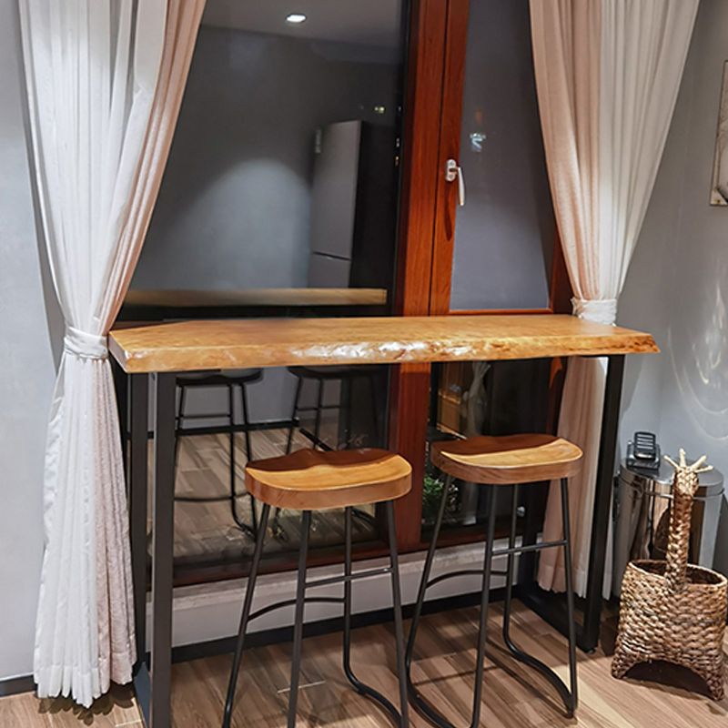 Brown Modern Style Table Solid Wood and Iron Milk Tea Shop Bar Table Clearhalo 'Bar Furniture' 'Bar Tables' 'bar_tables' 'furn' 'furn_bar_tables' 'Furniture' 'furniture_bar_tables' 'Kitchen & Dining Furniture' 1200x1200_8e11a73d-be6a-4def-8fd4-cdee9cec683b