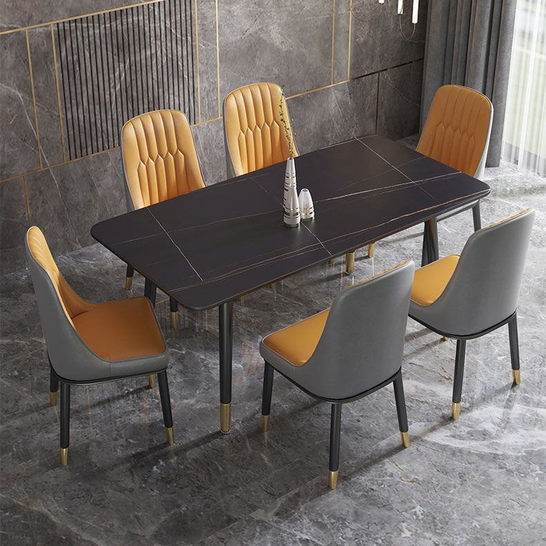 Rectangular Sintered Stone Dining Table Luxury Furniture with 4 Legs in Matte Finish Home Clearhalo 'Dining Tables & Seating' 'Dining Tables' 'dining_table' 'furn' 'furn_dining_table' 'Furniture' 'Kitchen & Dining Furniture' 1200x1200_8e124199-9985-4b0c-938b-f74d74b766e5