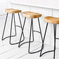 Modern Armless Backless Counter Stool Iron Bar Stool with Wooden Seat for Bar