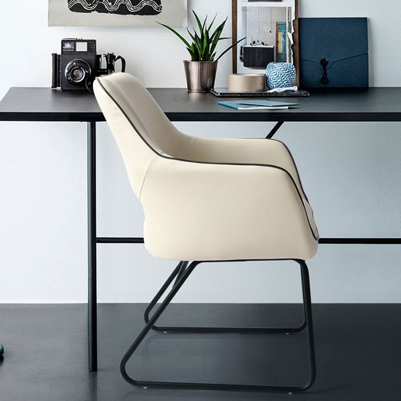 Silla de oficina moderna de cuero sin brazo de cuero ajustable altura de altura de escritorio