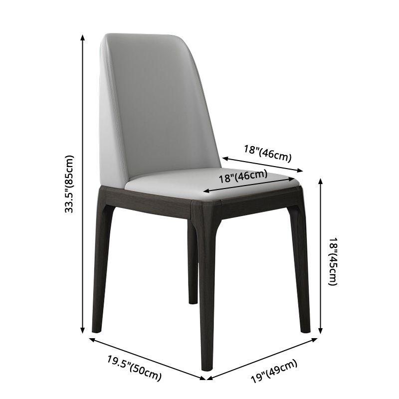 Modern Leather Armless Dining Chairs Solid Back Side Chair with Wood Legs Clearhalo ' kitchen&dining_furn' 'Dining Chairs' 'Dining Tables & Seating' 'dining_chair' 'furn' 'furn_dining_chair' 'Furniture' 'furniture_dining_chair' 'Kitchen & Dining Furniture' 'kitchen' 1200x1200_8e164e7d-c700-4a4e-bdb1-b9d0fba0c014