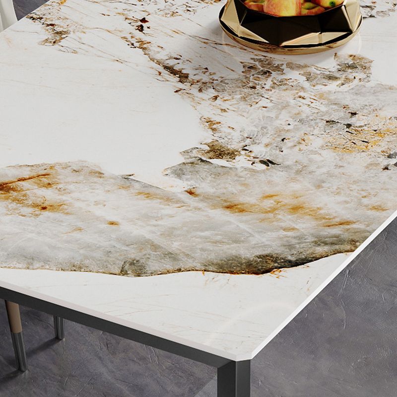 Modern Style Dining Table Sintered Stone Dining Rectangle Table with Metal Legs for Home Clearhalo 'Dining Tables & Seating' 'Dining Tables' 'dining_table' 'furn' 'furn_dining_table' 'Furniture' 'Kitchen & Dining Furniture' 1200x1200_8e175d1c-e654-4f7b-b2c6-359e54e05007