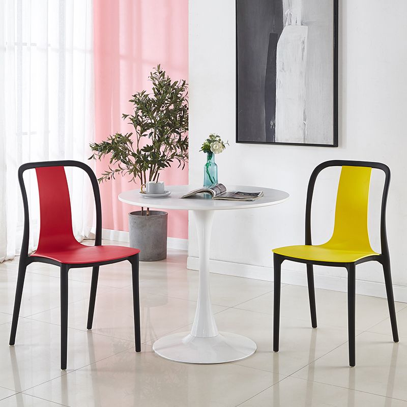 Silla de comedor de plástico sin brazo de comedor moderno