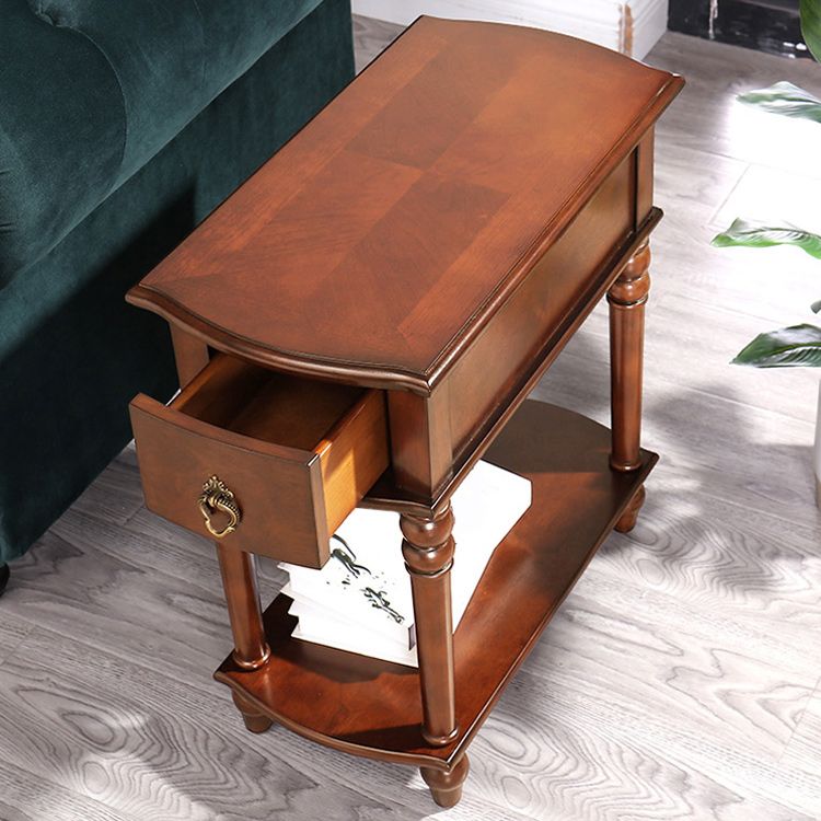 Mesa de extremo rectangular moderna 23 "de altura 4 patas de madera maciza mesa auxiliar